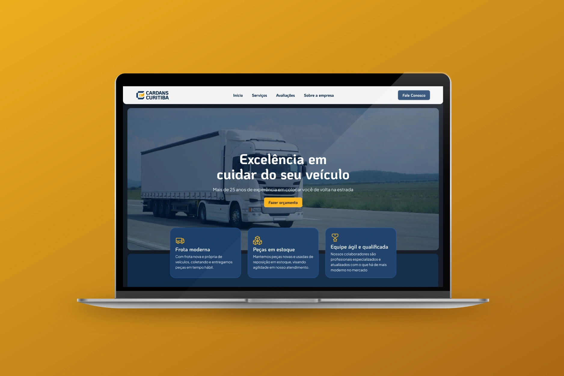 Project cover for Cardans Curitiba: notebook screen showing website main page