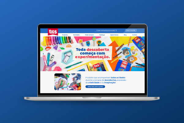 Project cover for Tris Website: notebook screen showing a colorful website main page